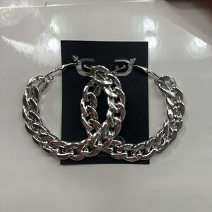 Silver Chain Hoop Earrings